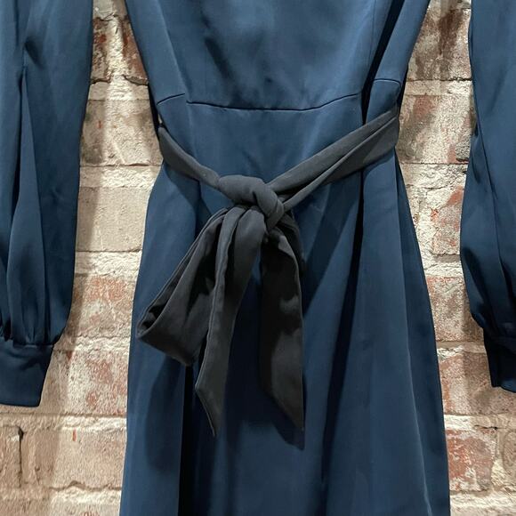 Badgley Mischka Navy Belted V-Neck Sheath Dress Size 0 - Picture 5 of 10